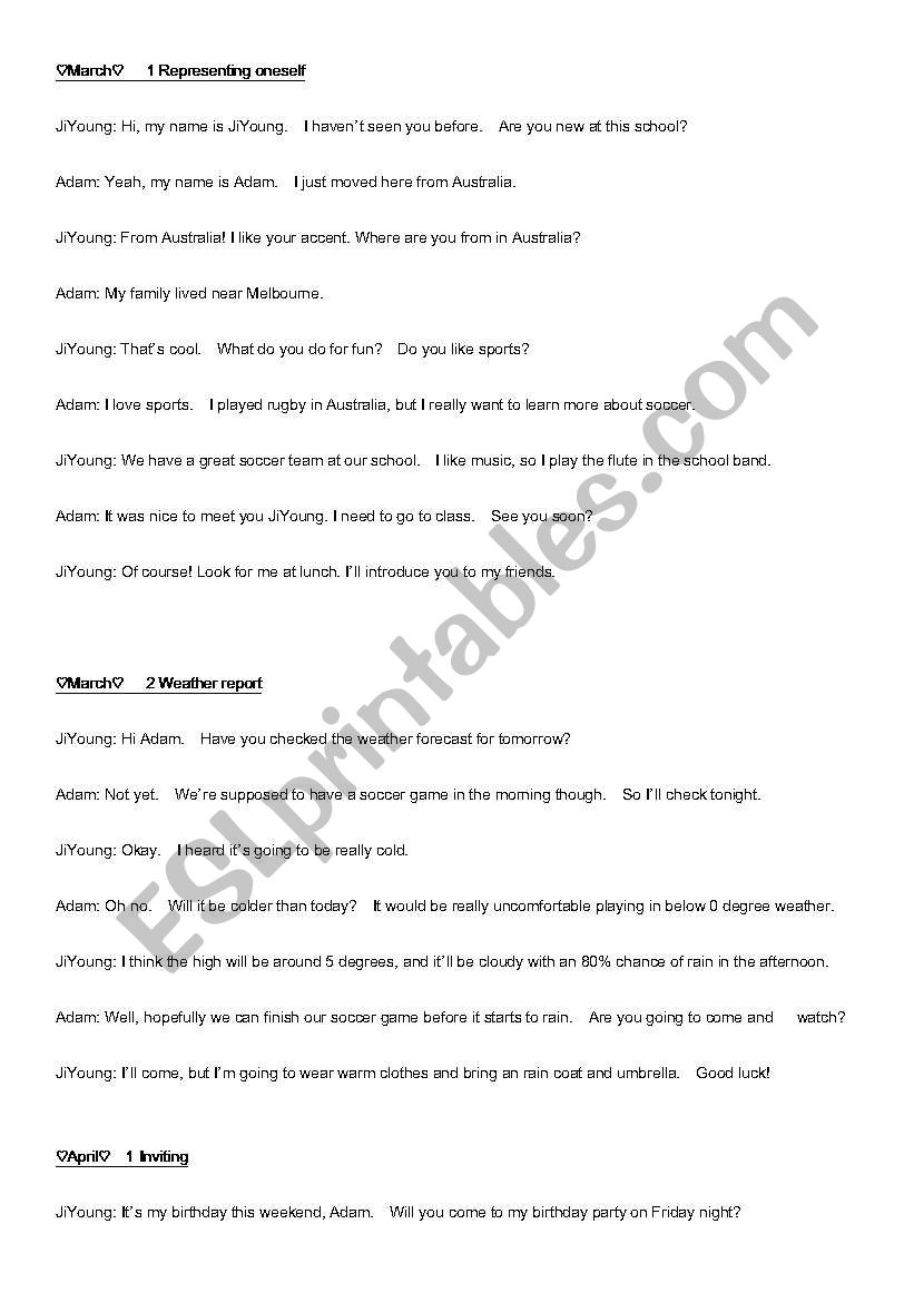 Dialogue Practice worksheet