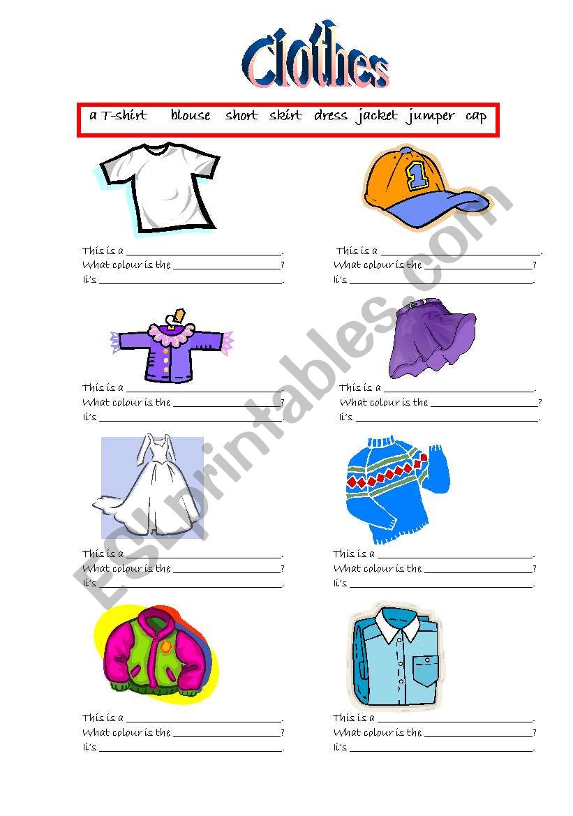 clothes worksheet