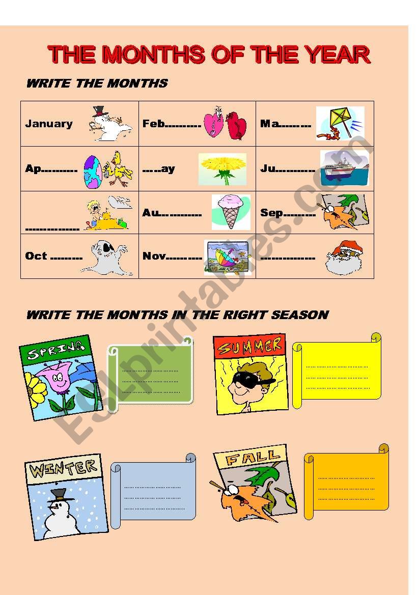 THE MONTHS OF THE YEAR worksheet
