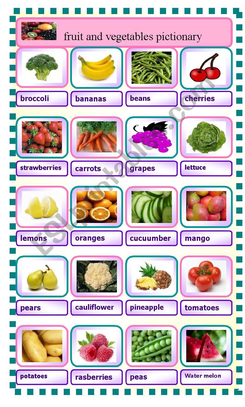 fruit and vegetables worksheet