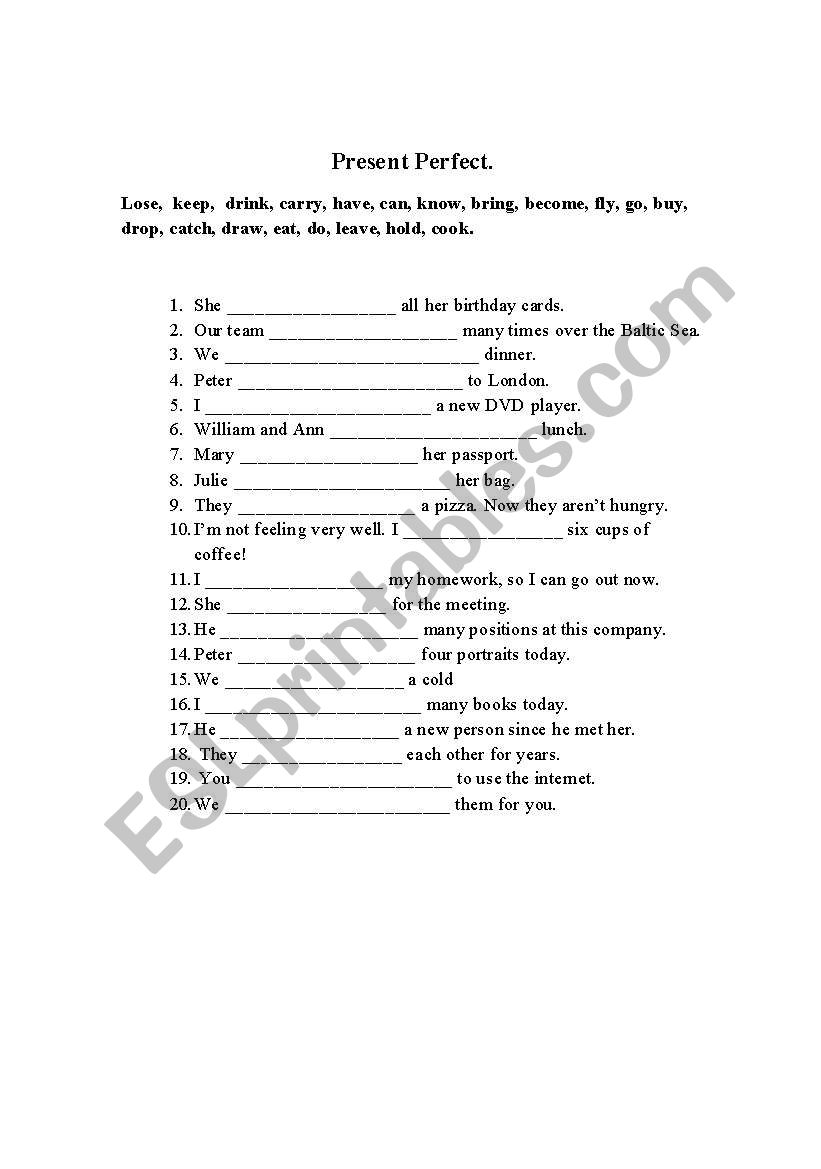 Present Perfect worksheet