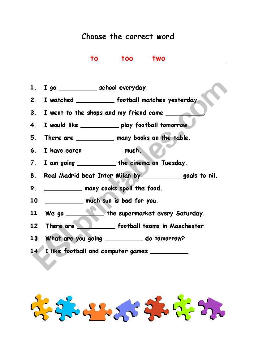 Choose the correct 2 word! worksheet