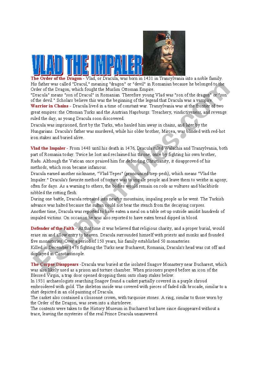 Vlad the impaler ws worksheet