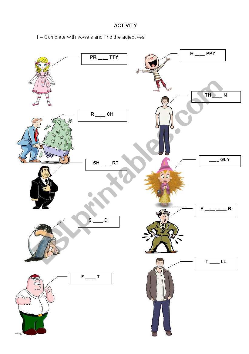 Adjectives worksheet