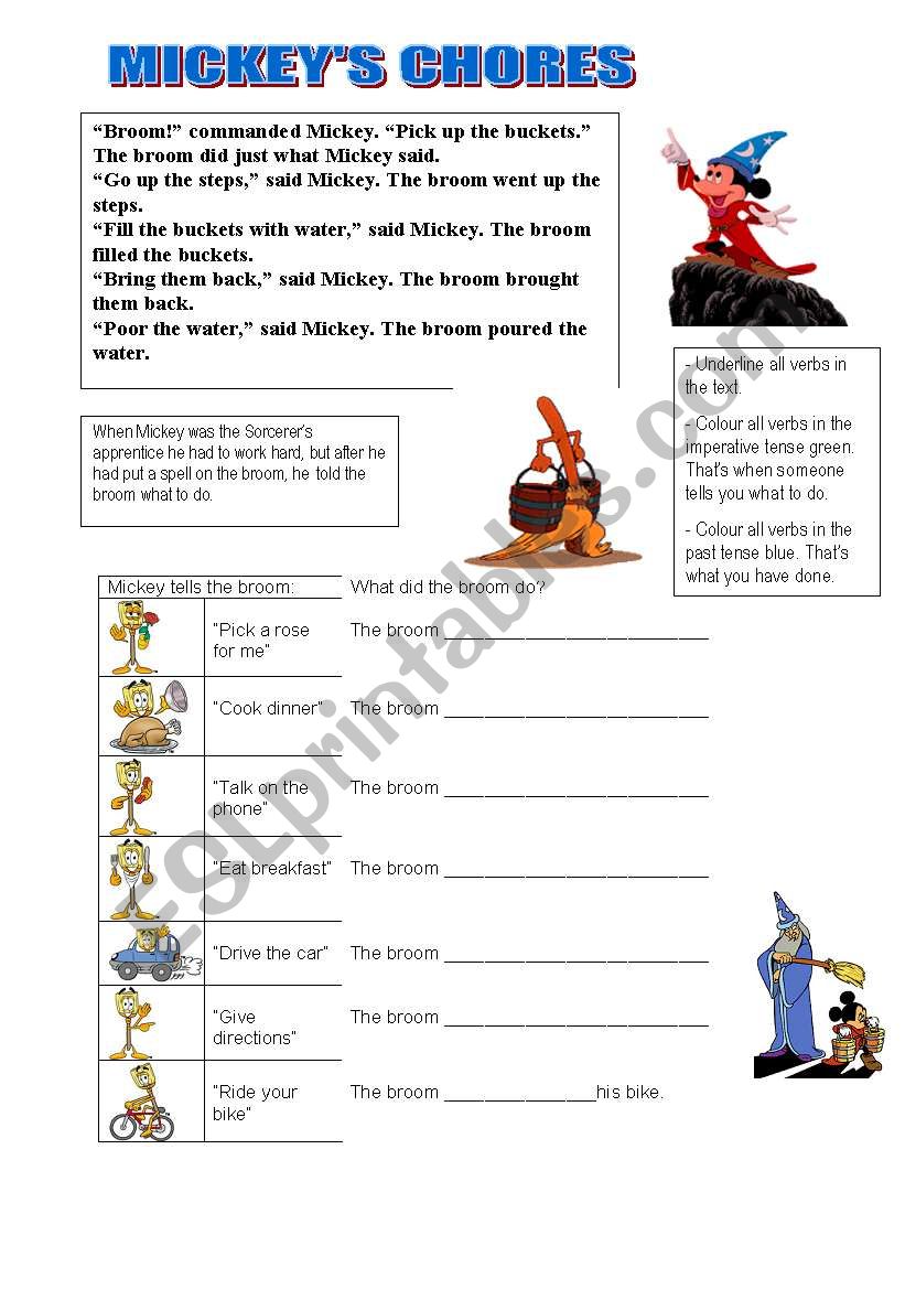 Mickeys chores worksheet