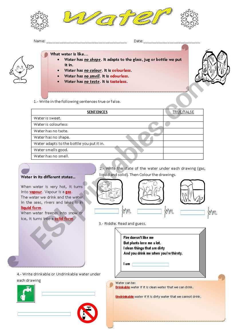 Water worksheet