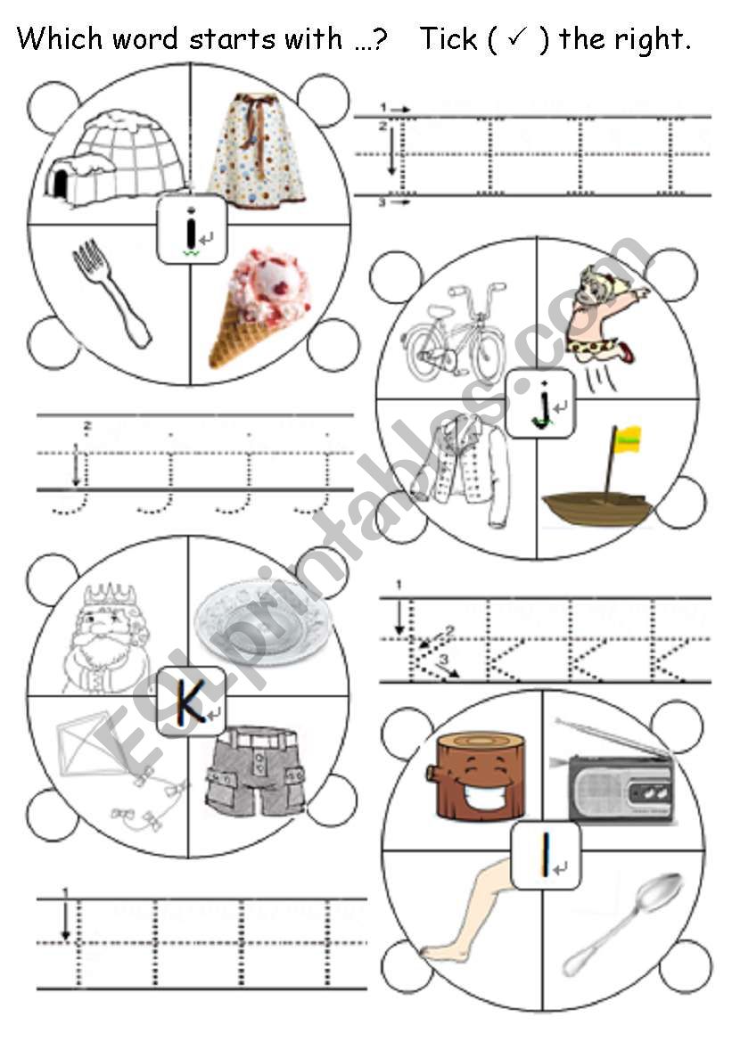 Which word starts with i - l worksheet