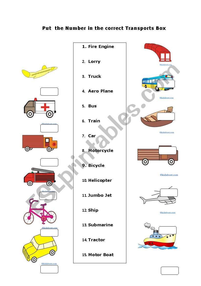 Transports worksheet