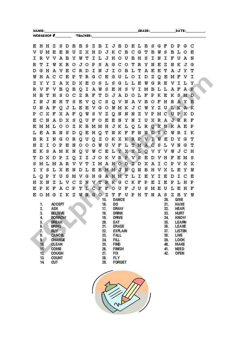 most used verbs crossword 1 worksheet