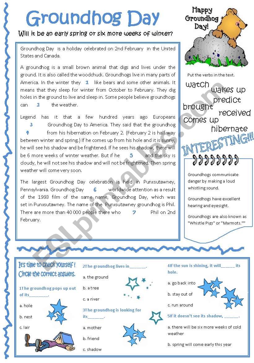 Groundhog Day worksheet