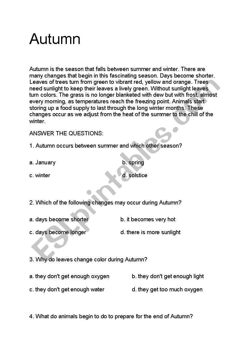 Autumn worksheet