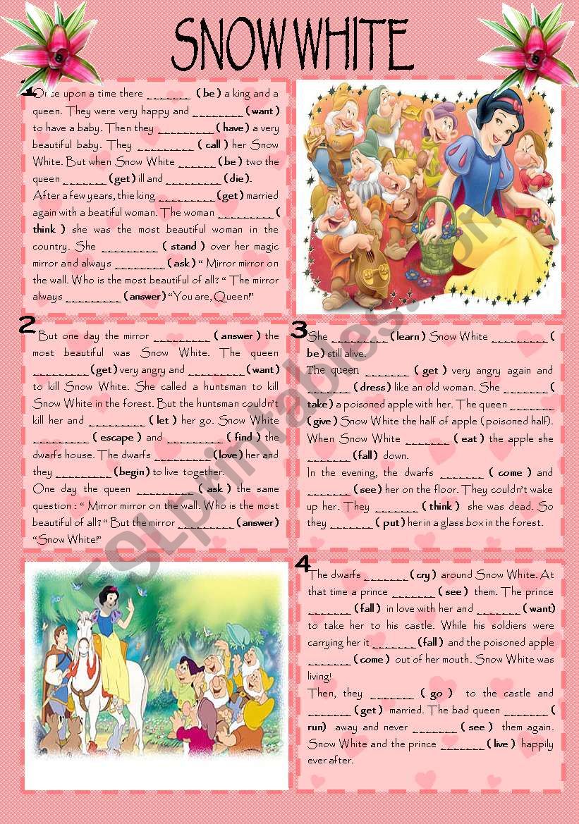 SNOW WHITE- SIMPLE PAST worksheet