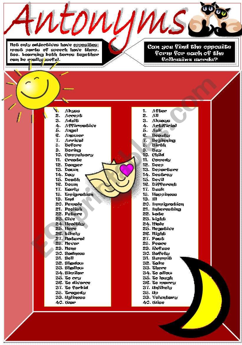 OPPOSITES worksheet