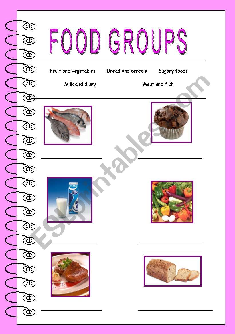 Food groups worksheet