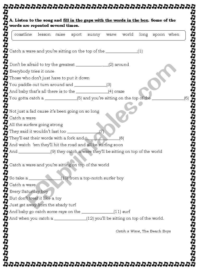 Song  worksheet