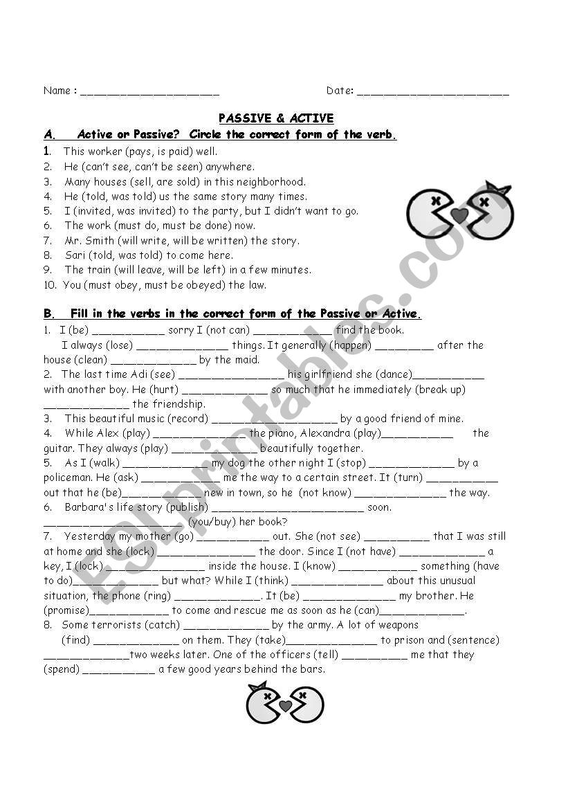 Active - Passive worksheet