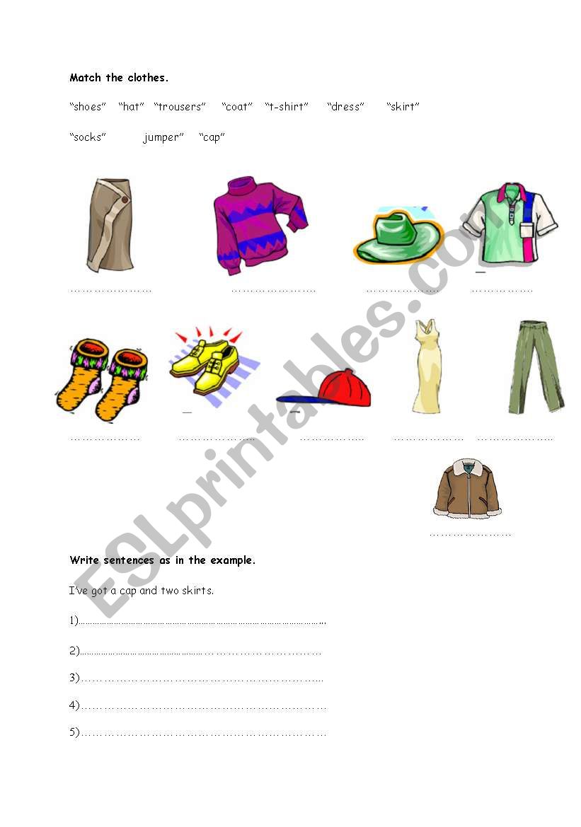 clothes vocabulary worksheet