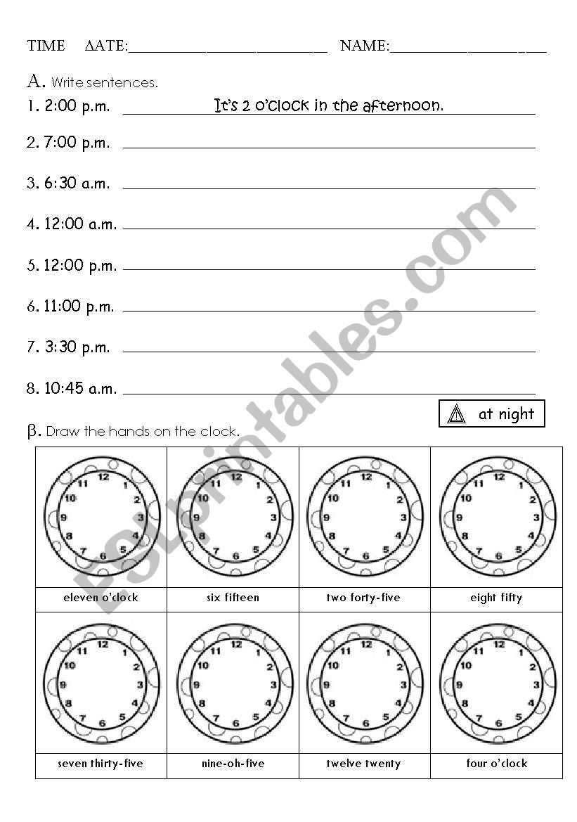 TIME worksheet