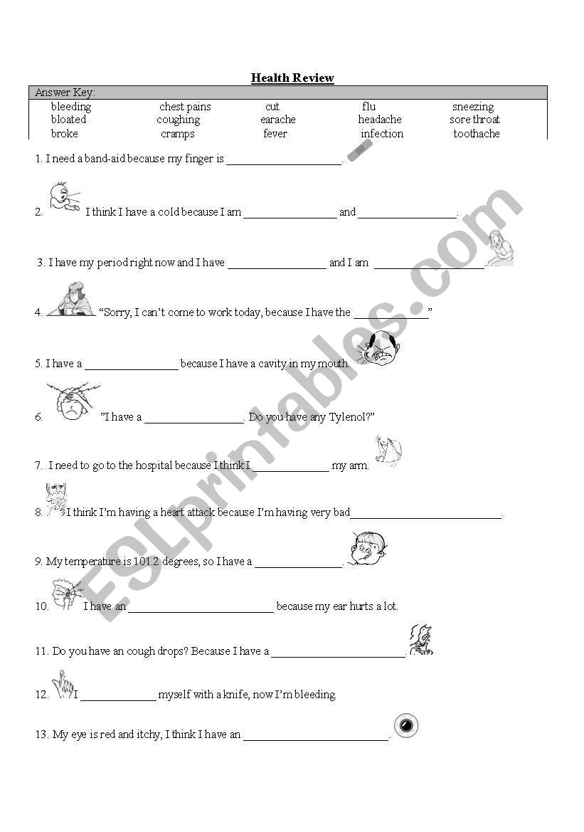 Health Vocabulary  worksheet