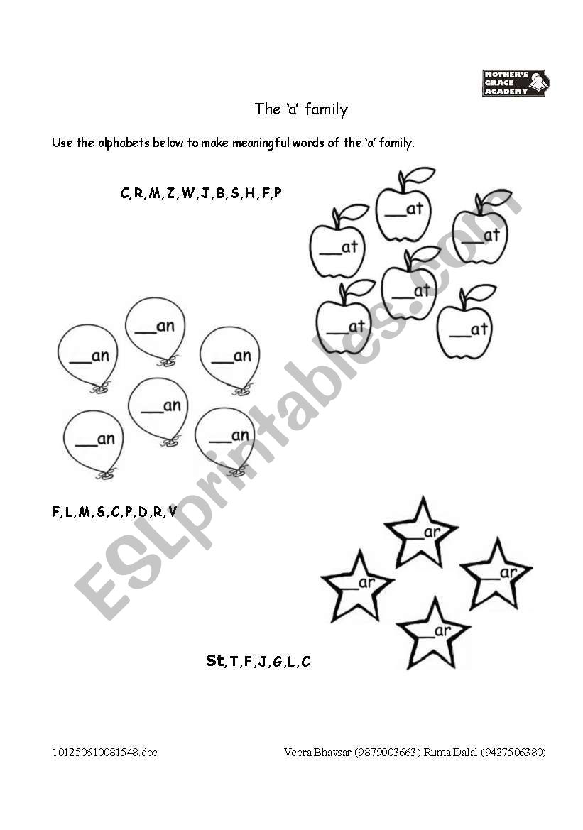 a vowel words worksheet