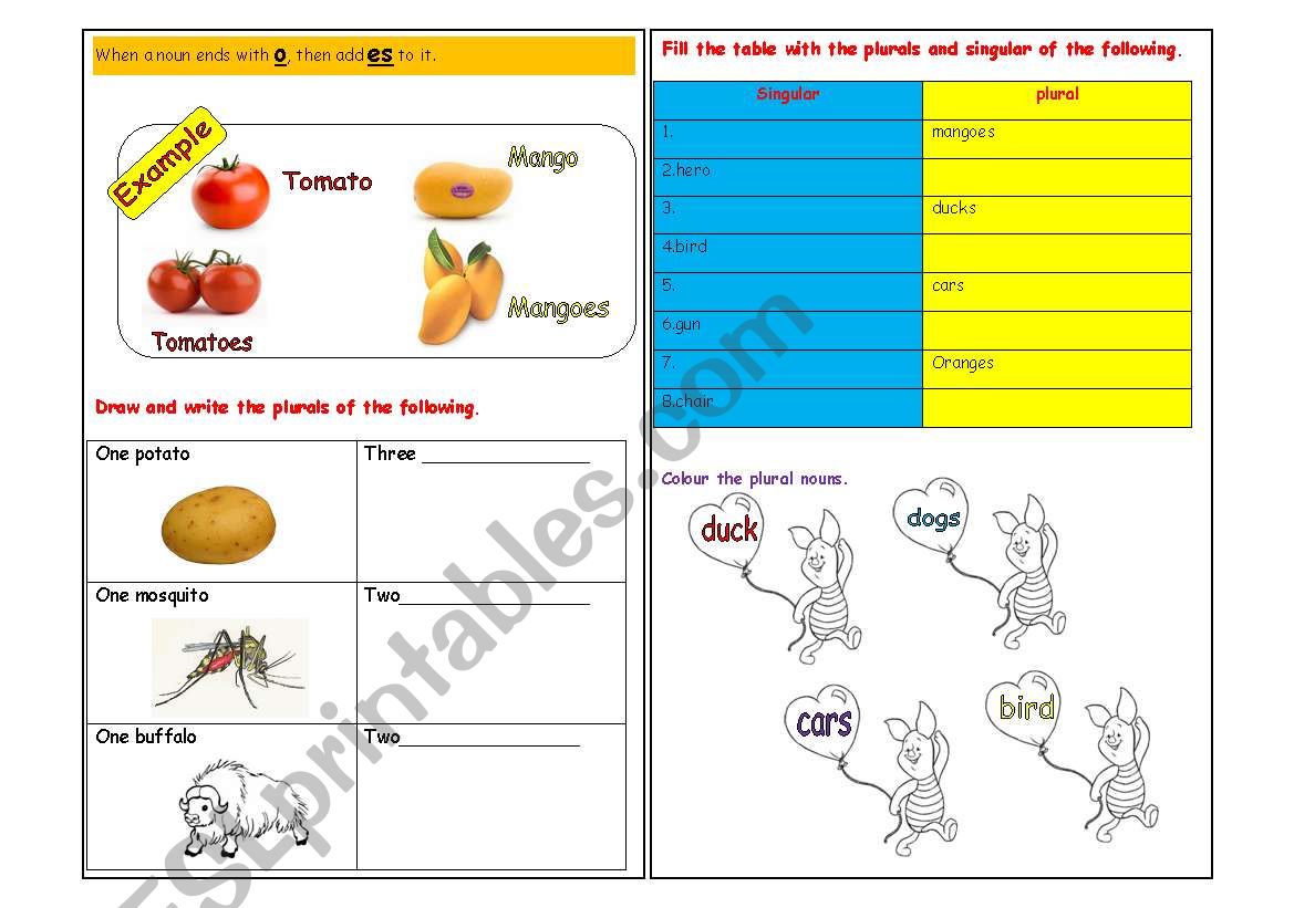 singular & plural nouns worksheet