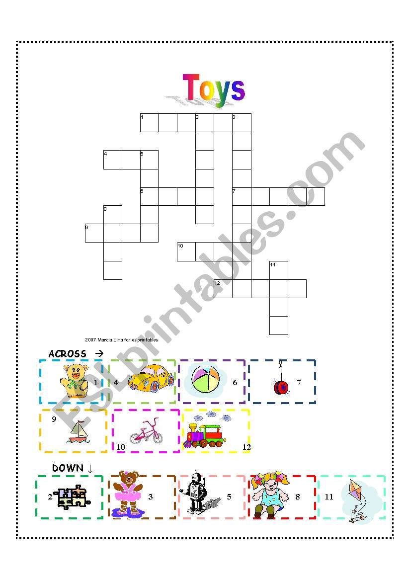 Toys Crossword 1 worksheet