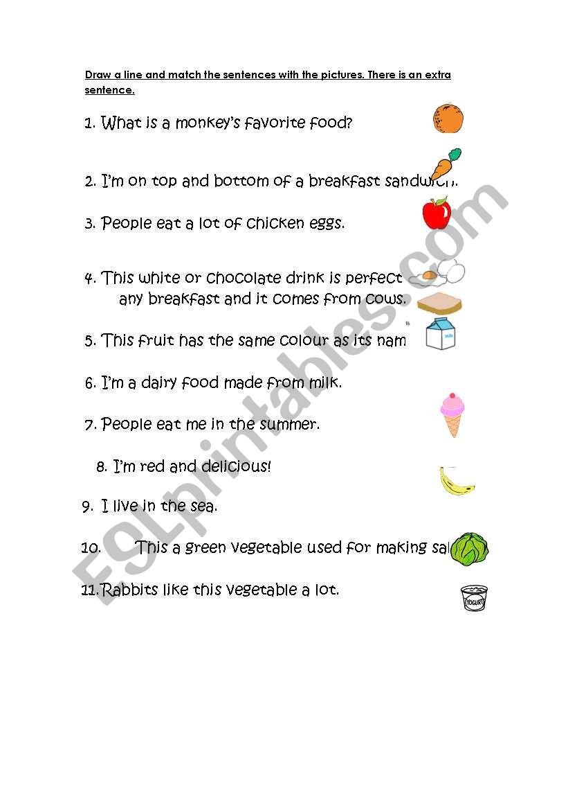 animals and food worksheet