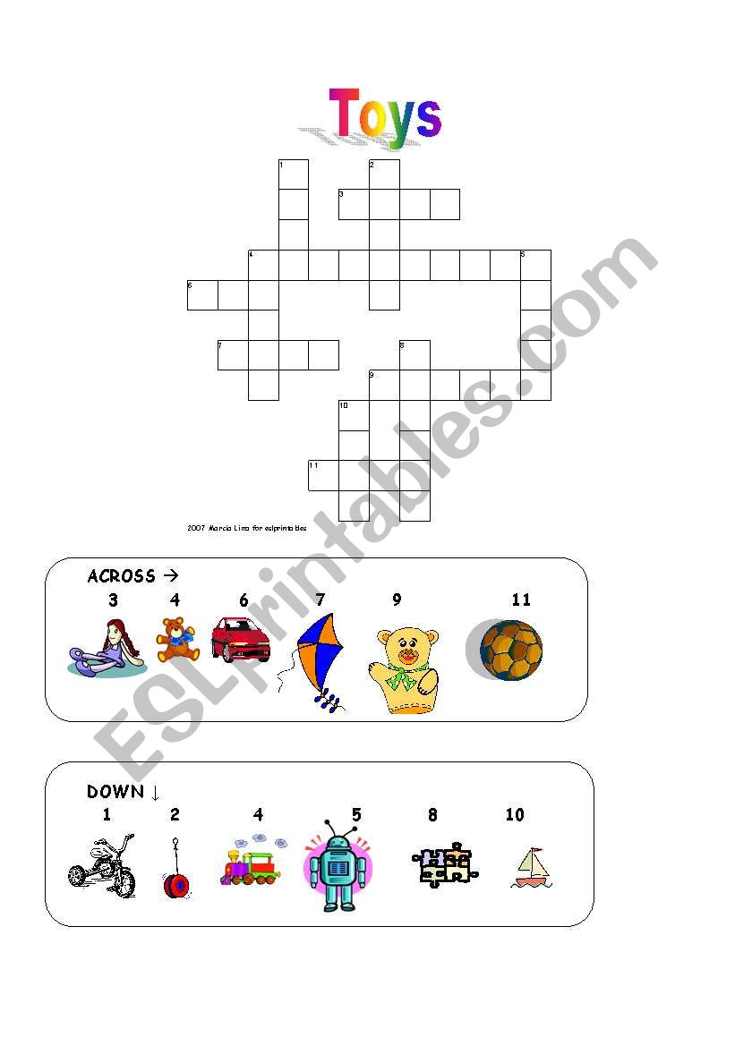Toys Crossword 2 worksheet