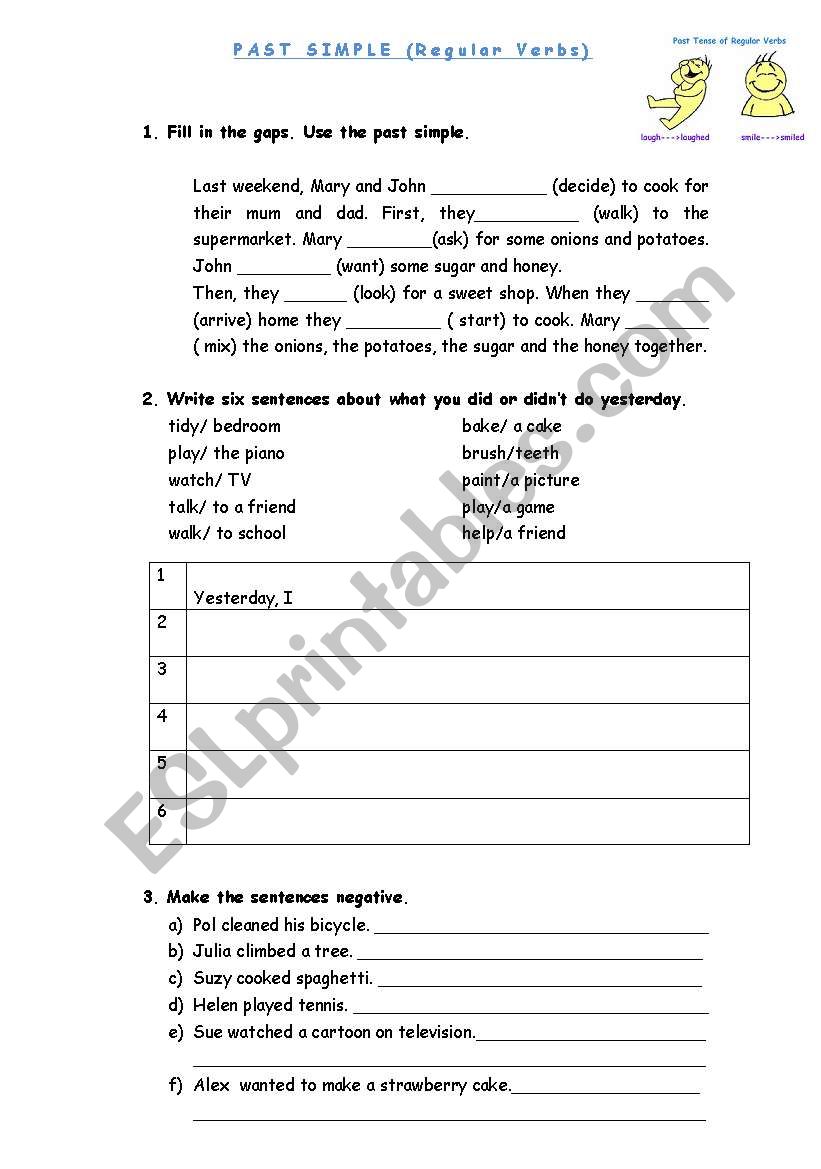 Past simple ( regular verbs) worksheet