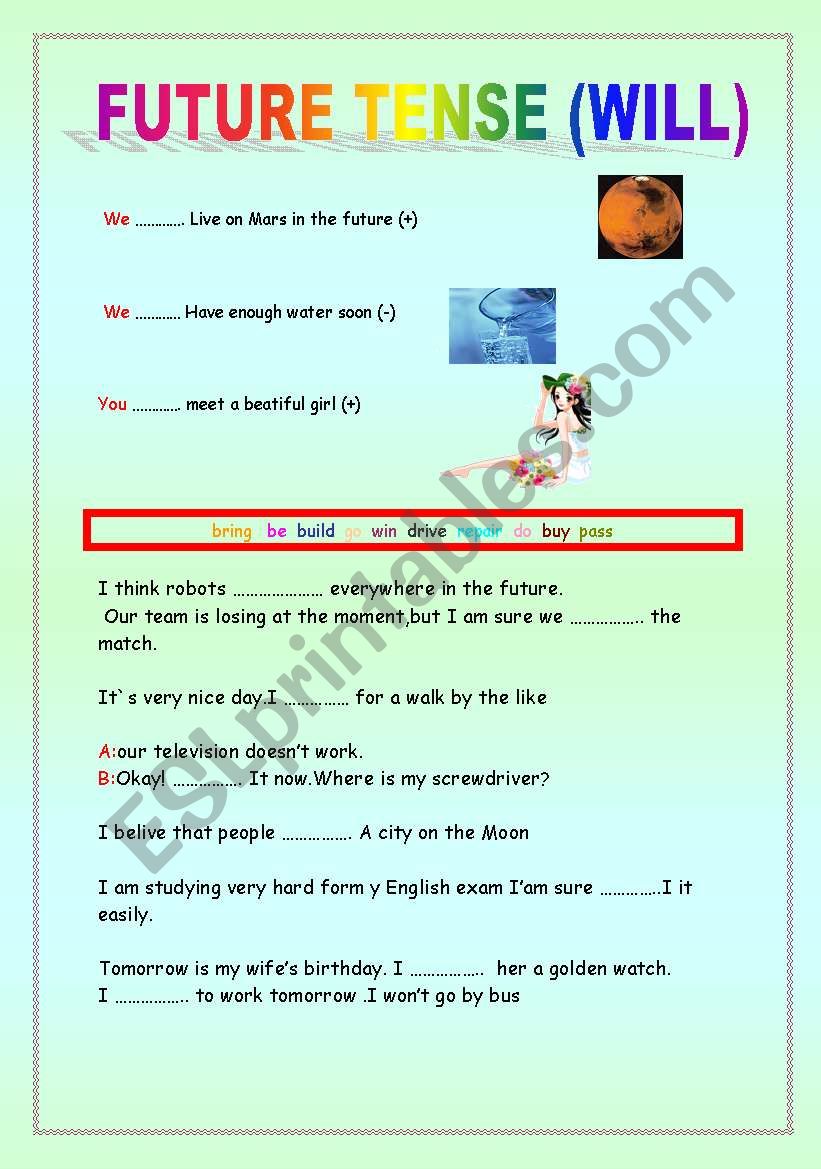 future tense (will)  (2 pages)