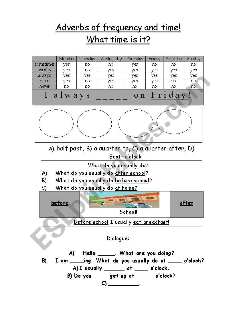 Time and adverbs worksheet