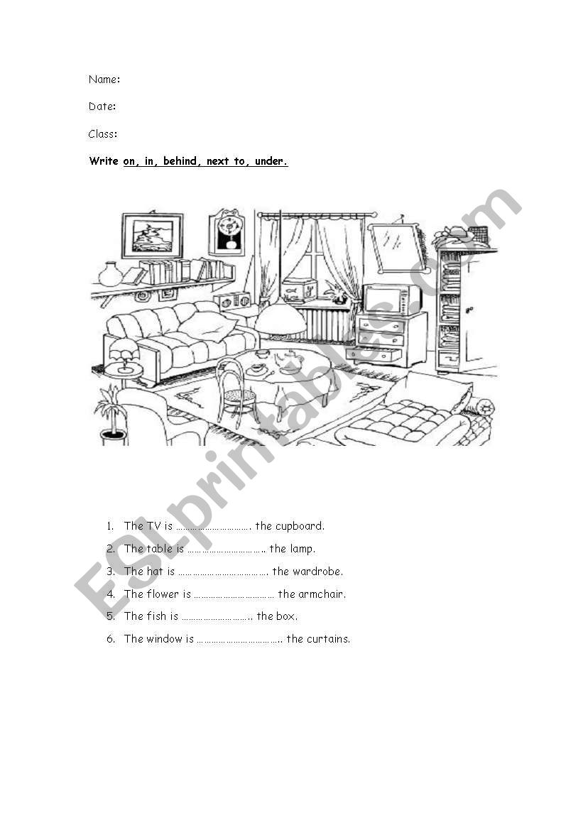 prepositions of place worksheet