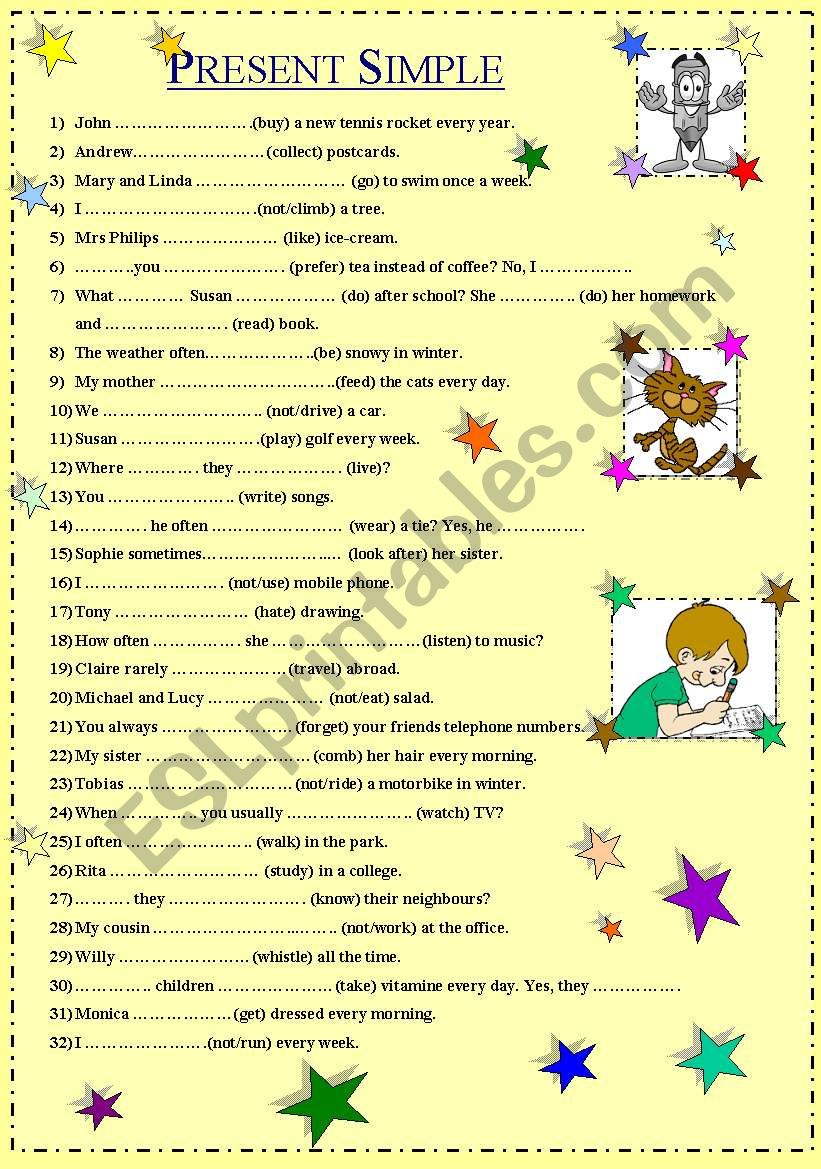 Present Simple - ESL worksheet by ramona552