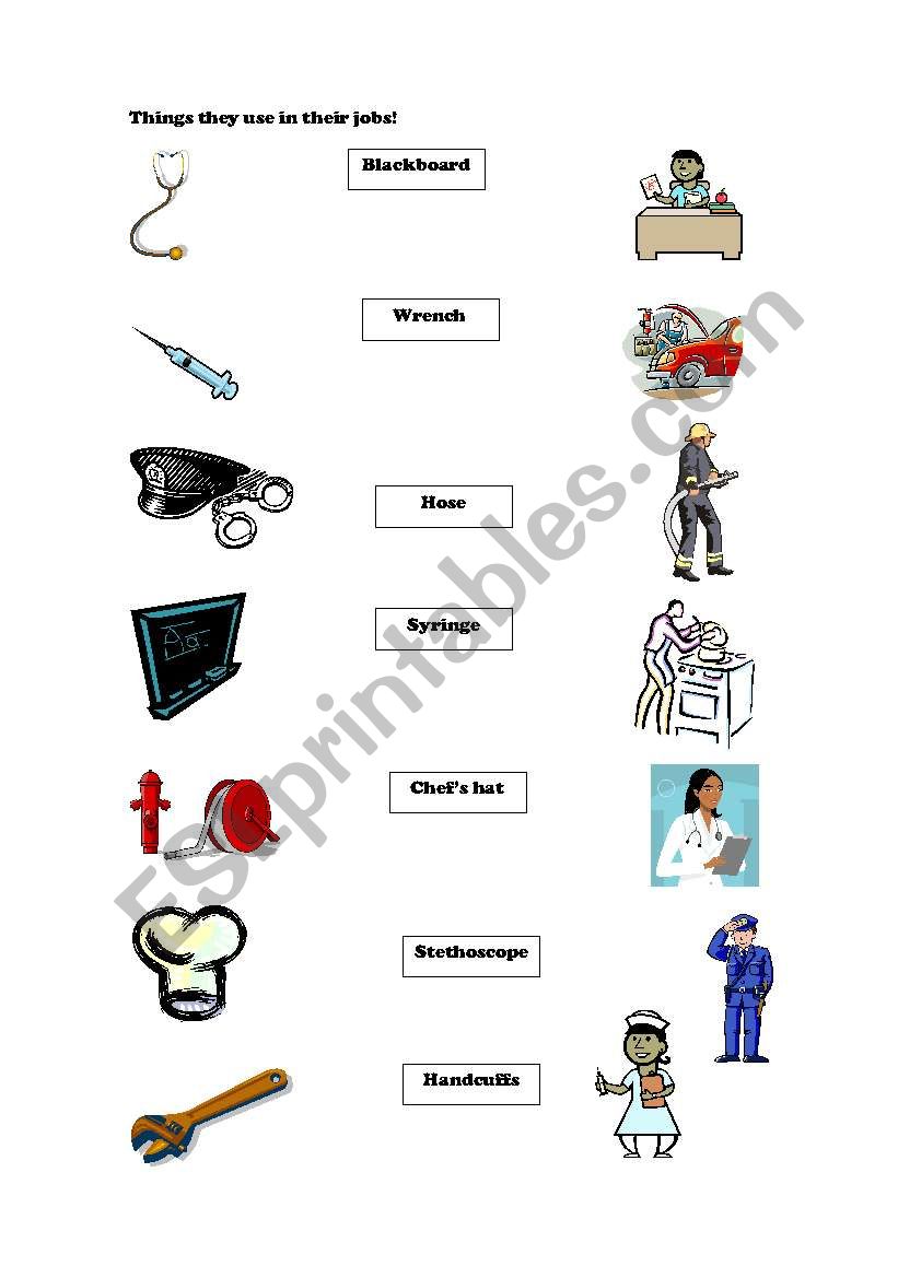 Jobs and tools worksheet