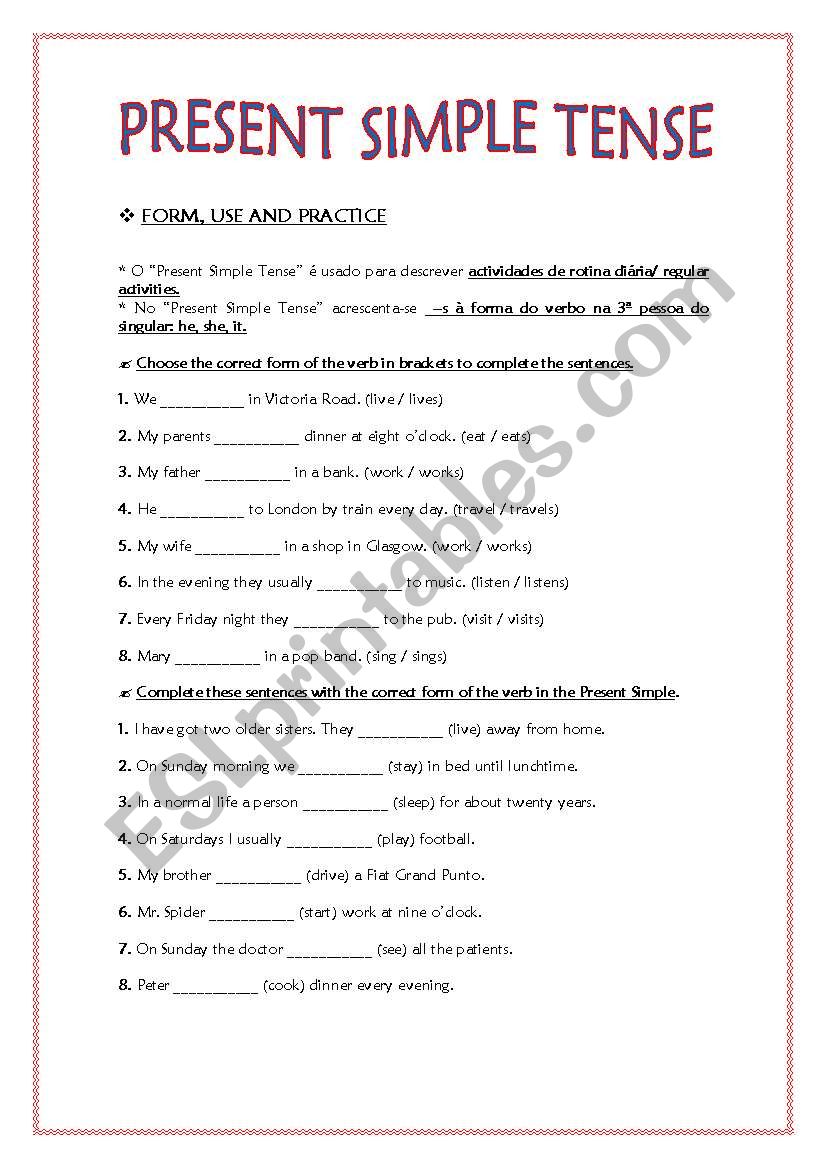 Present Simple - form, use and practice. Third of a series for training classes.