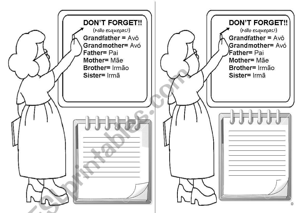 Family - Reminder worksheet