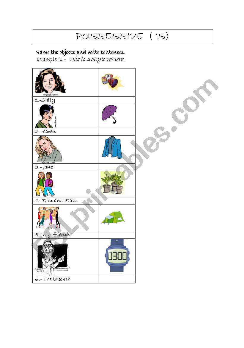 Possessive s worksheet