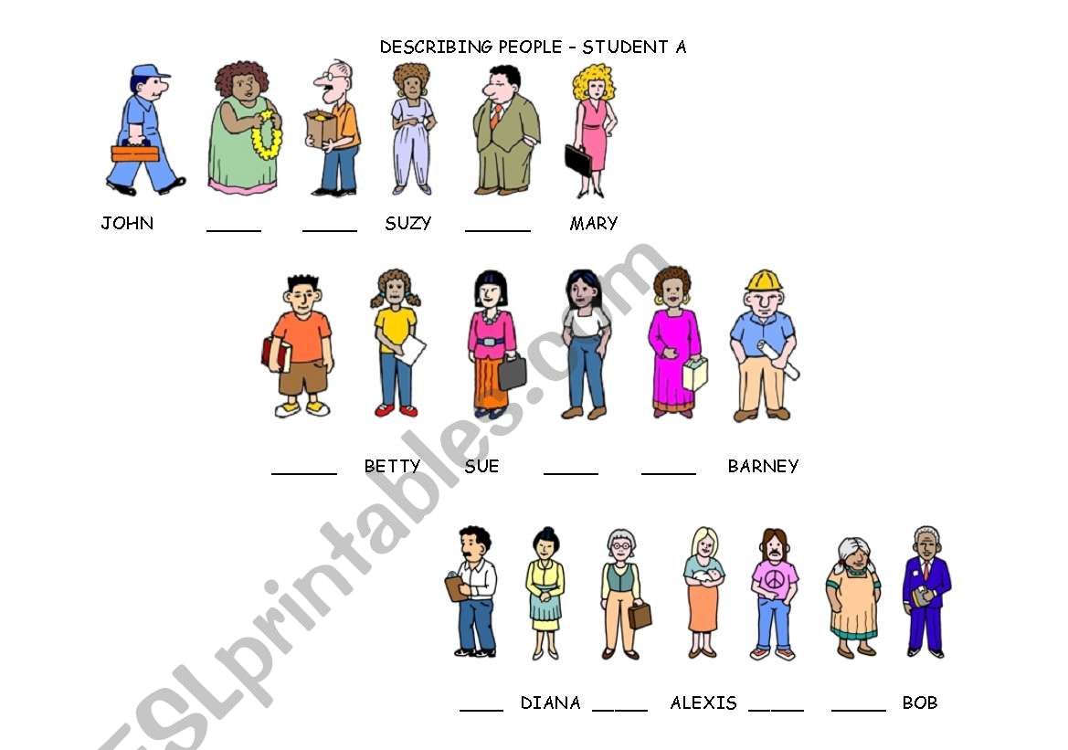 DESCRIBING PEOPLE worksheet