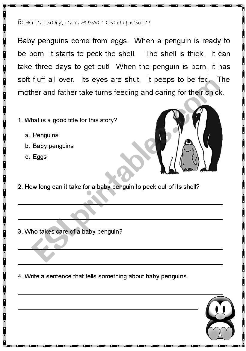 Baby penguins story comprehension