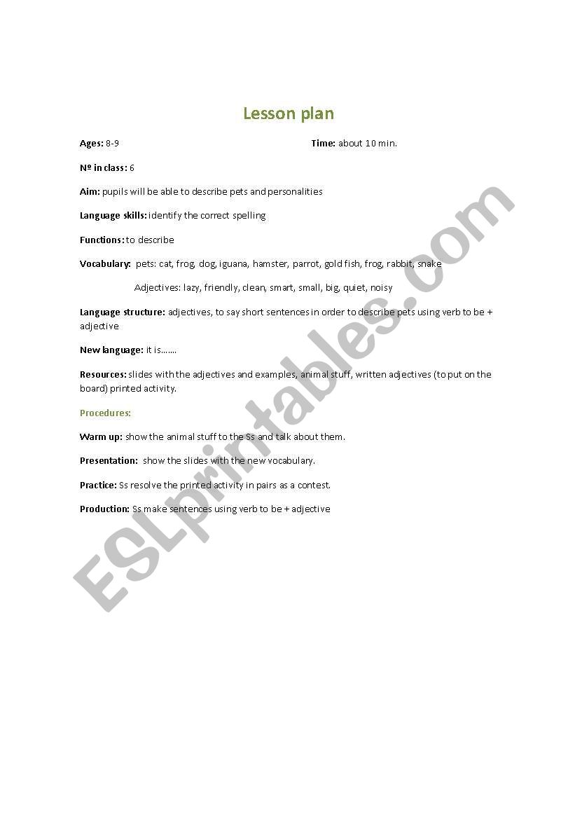 adjetives for pets worksheet