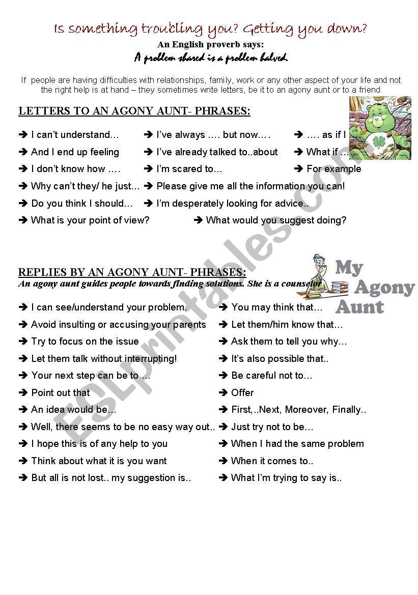 Phrases for problem letters  worksheet