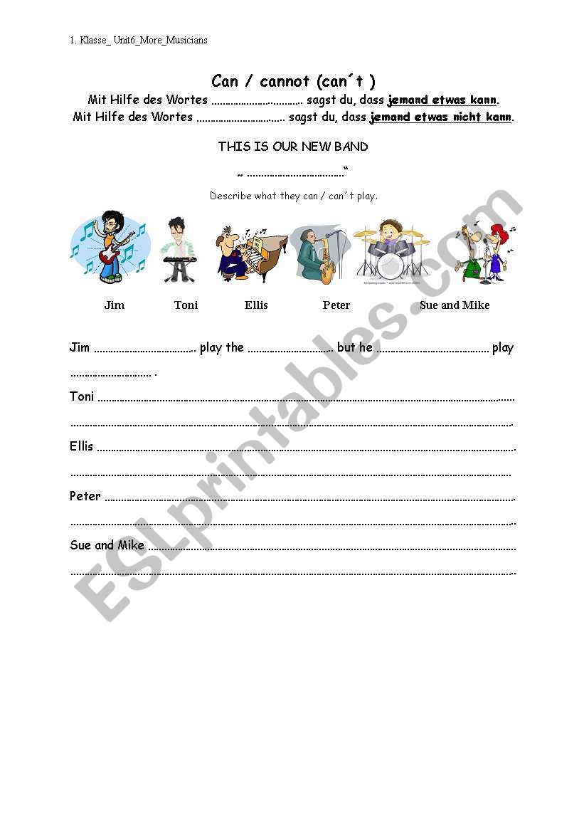 Can/Cannot worksheet