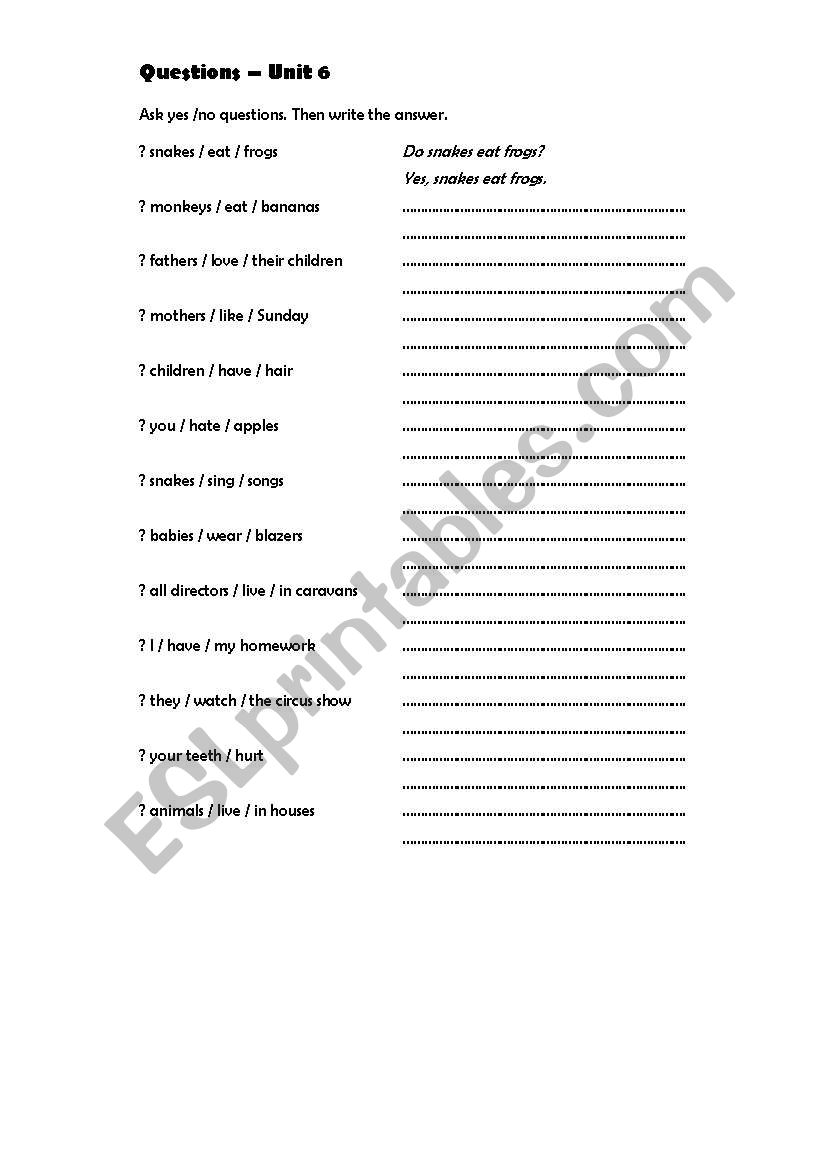 questions simple present worksheet