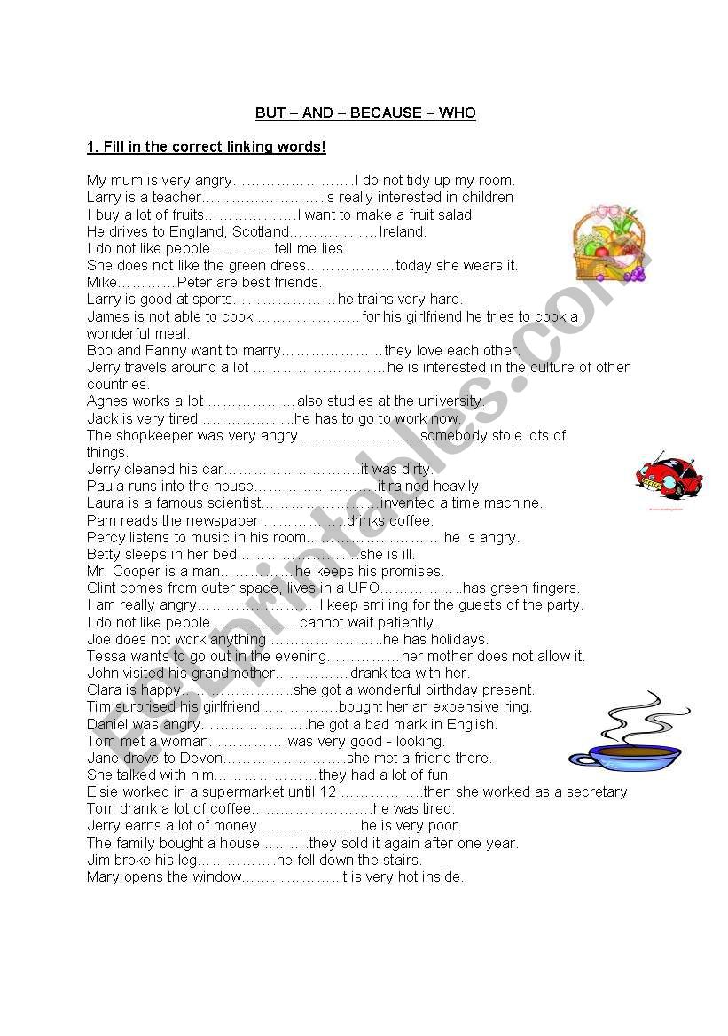 Linking sentences worksheet