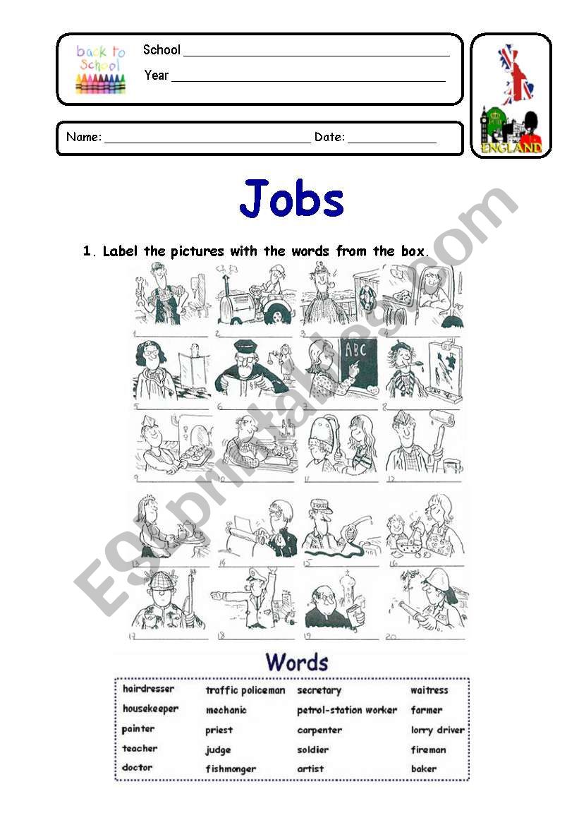 Jobs and Occupations worksheet