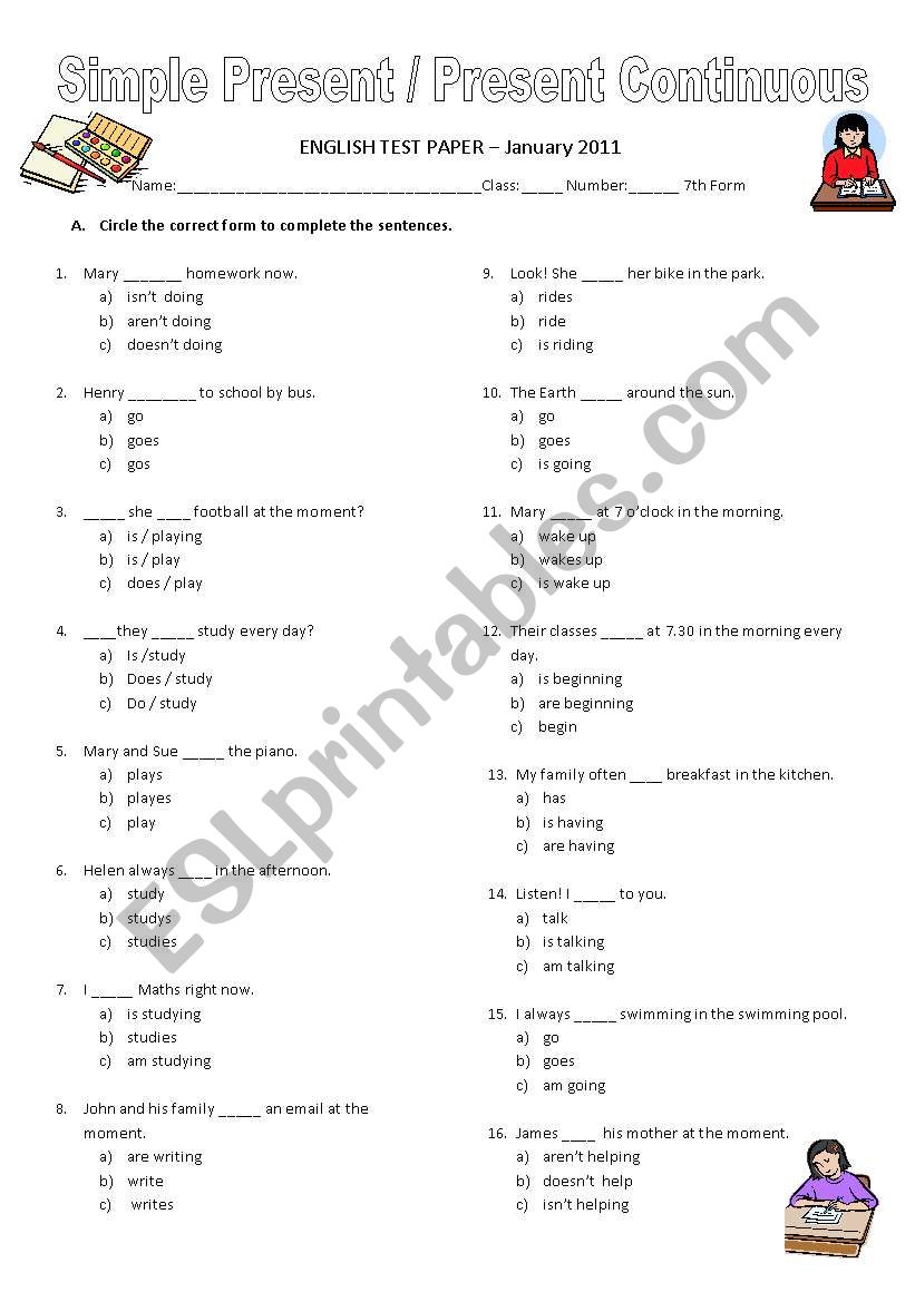 Simple Present/Present Continuous (26.01.11) 