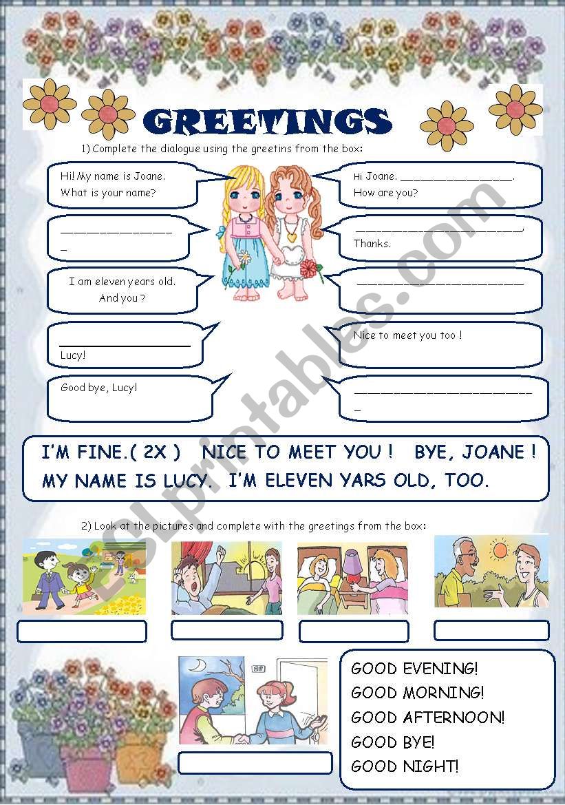 GREETINGS worksheet