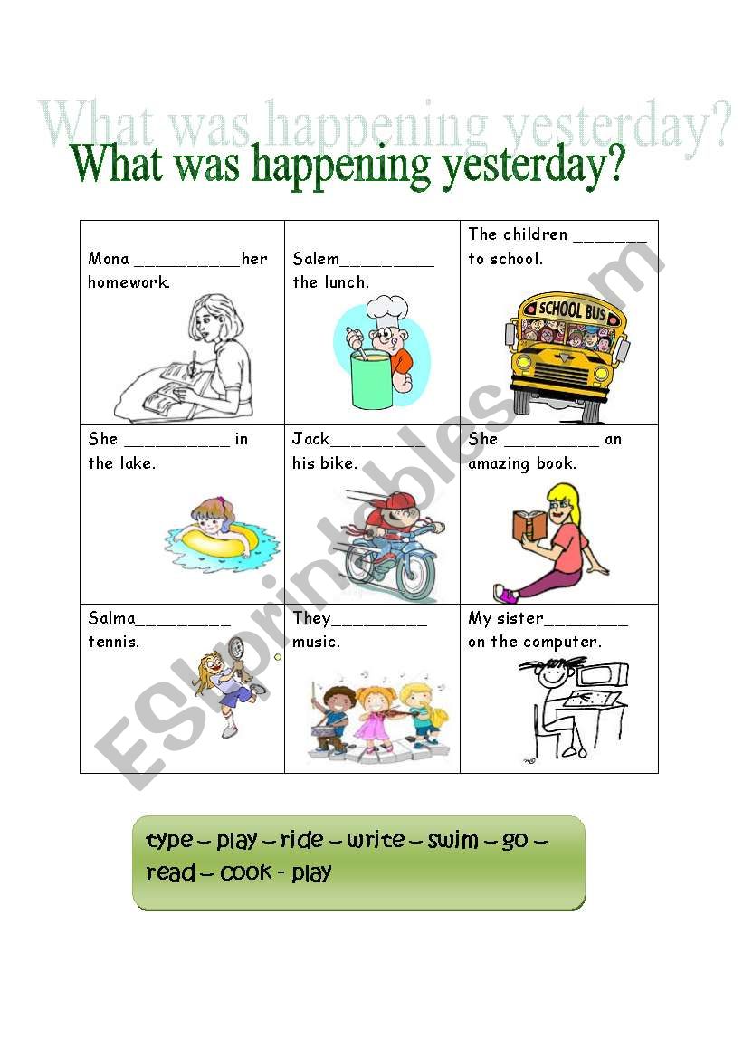 was / were +ing worksheet