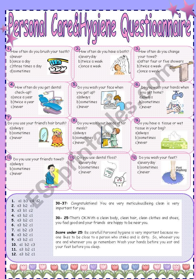 Personal Care&Hygiene Questionnaire