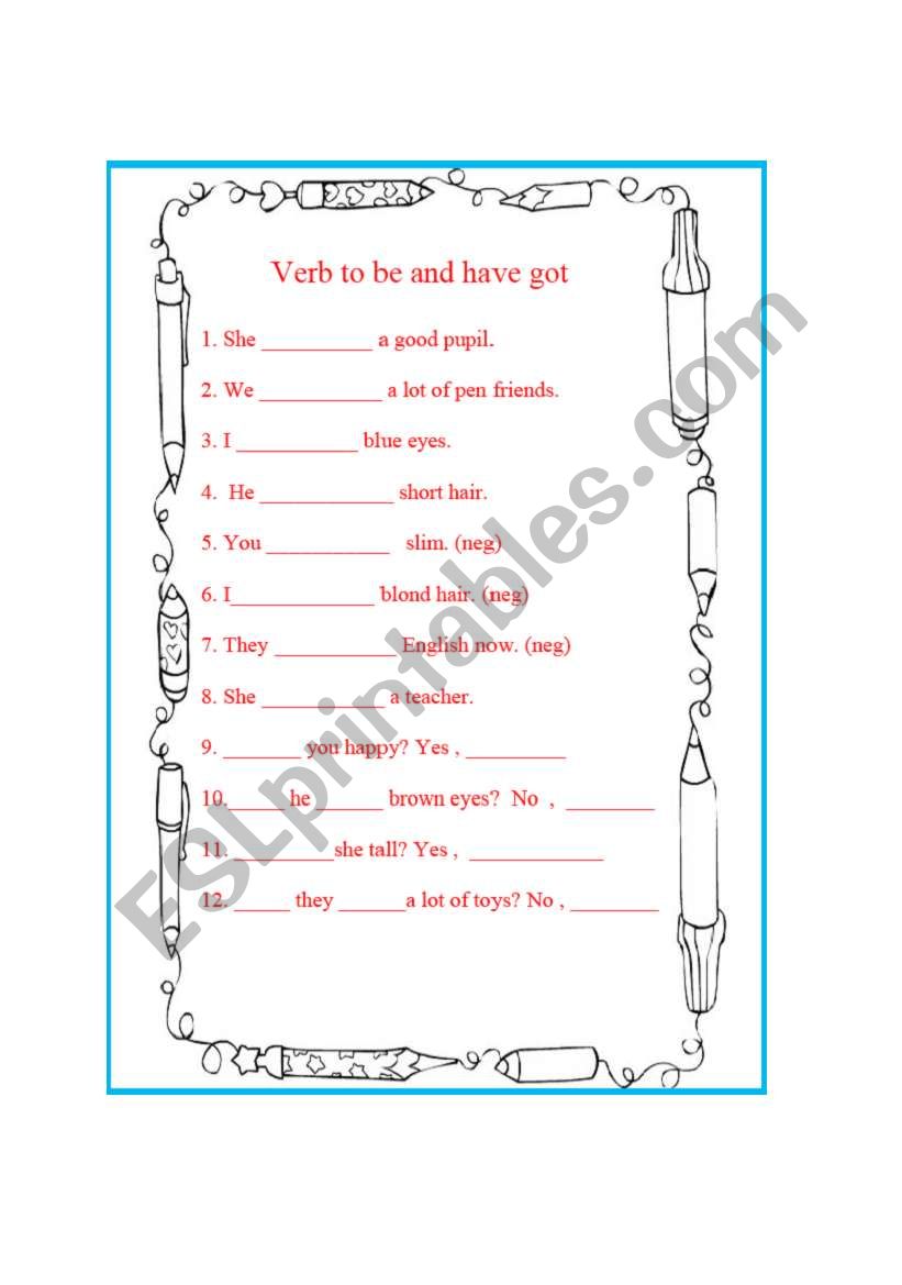 verb to be  worksheet